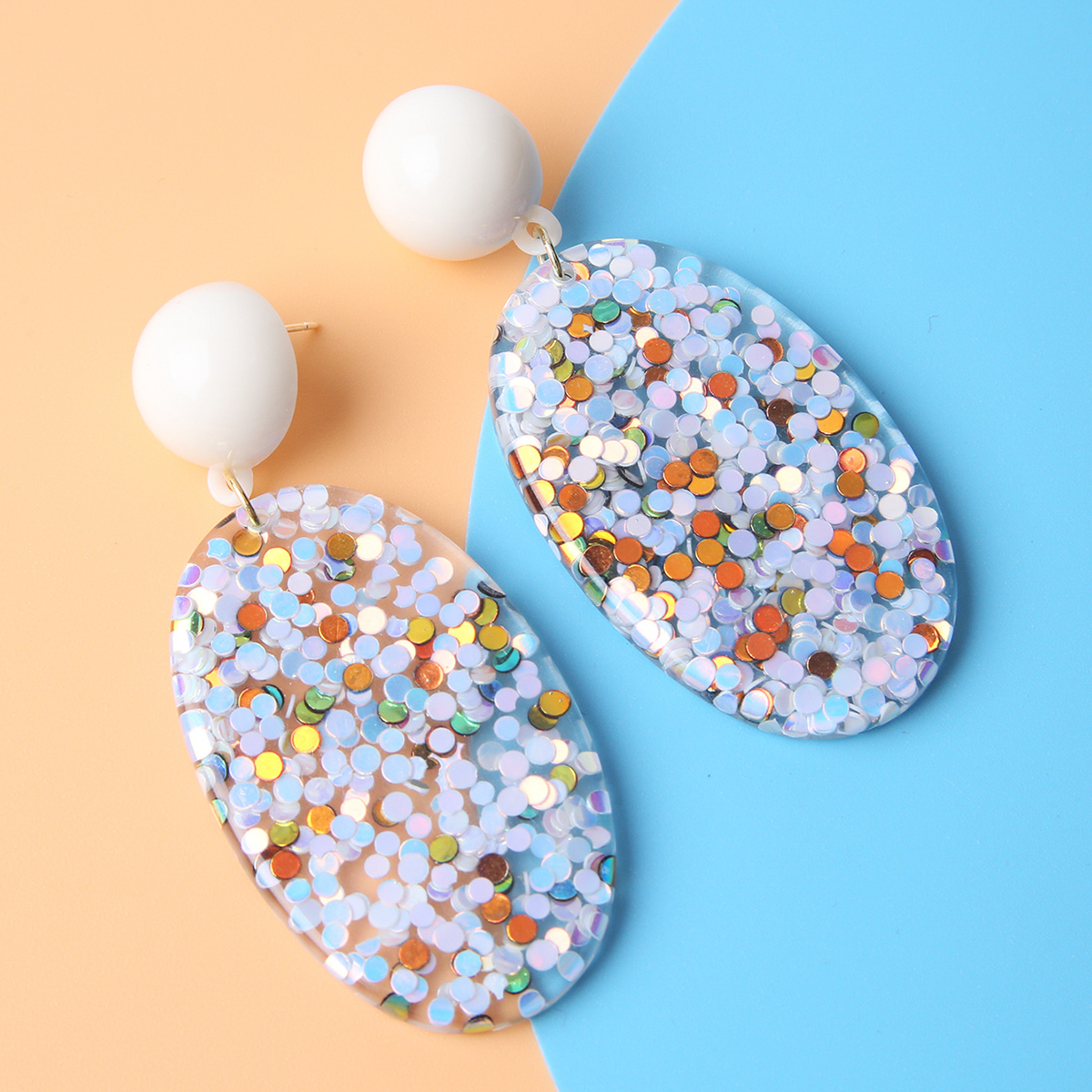 Vacation Oval Sequin Resin Womenu0027S Drop Earrings 1 Pair