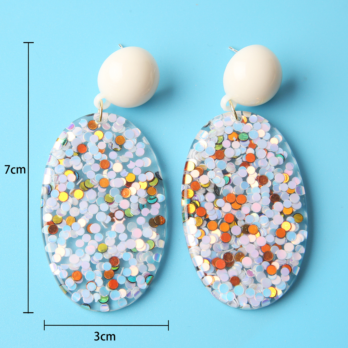 Vacation Oval Sequin Resin Womenu0027S Drop Earrings 1 Pair