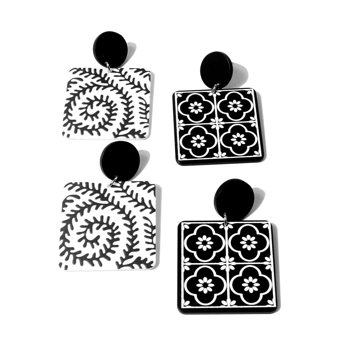 1 Pair Vintage Style Geometric Arylic Printing Womenu0027S Drop Earrings