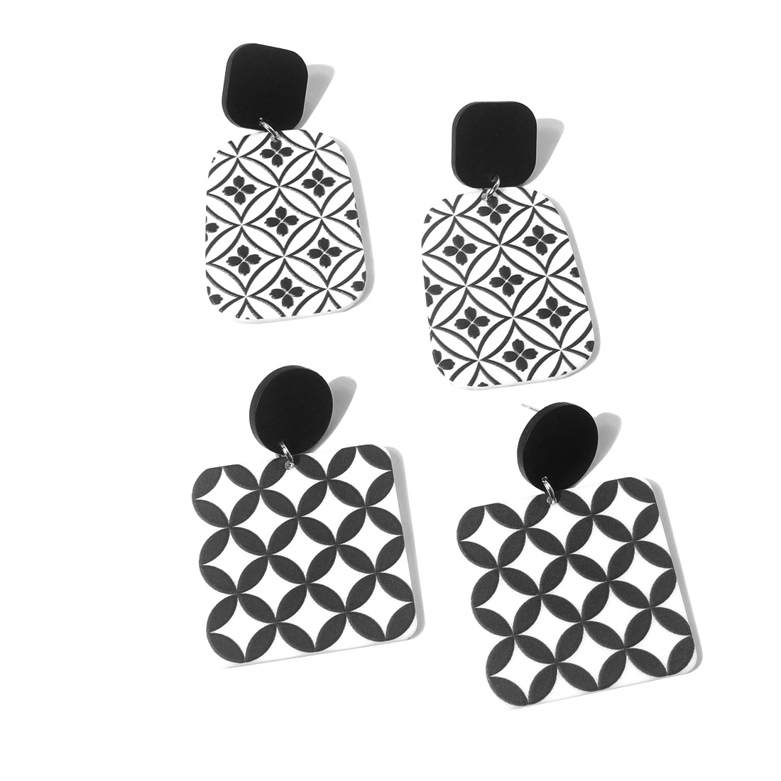 1 Pair Vintage Style Geometric Arylic Printing Womenu0027S Drop Earrings