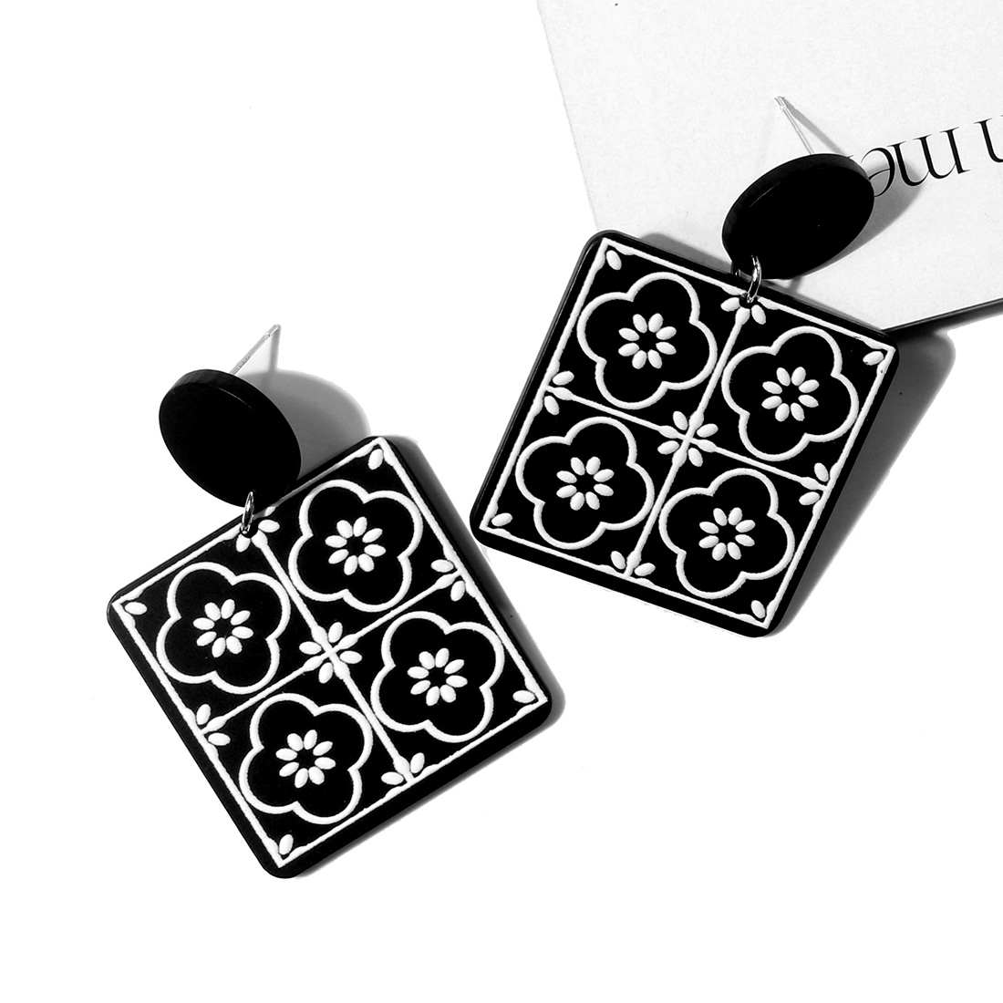 1 Pair Vintage Style Geometric Arylic Printing Womenu0027S Drop Earrings