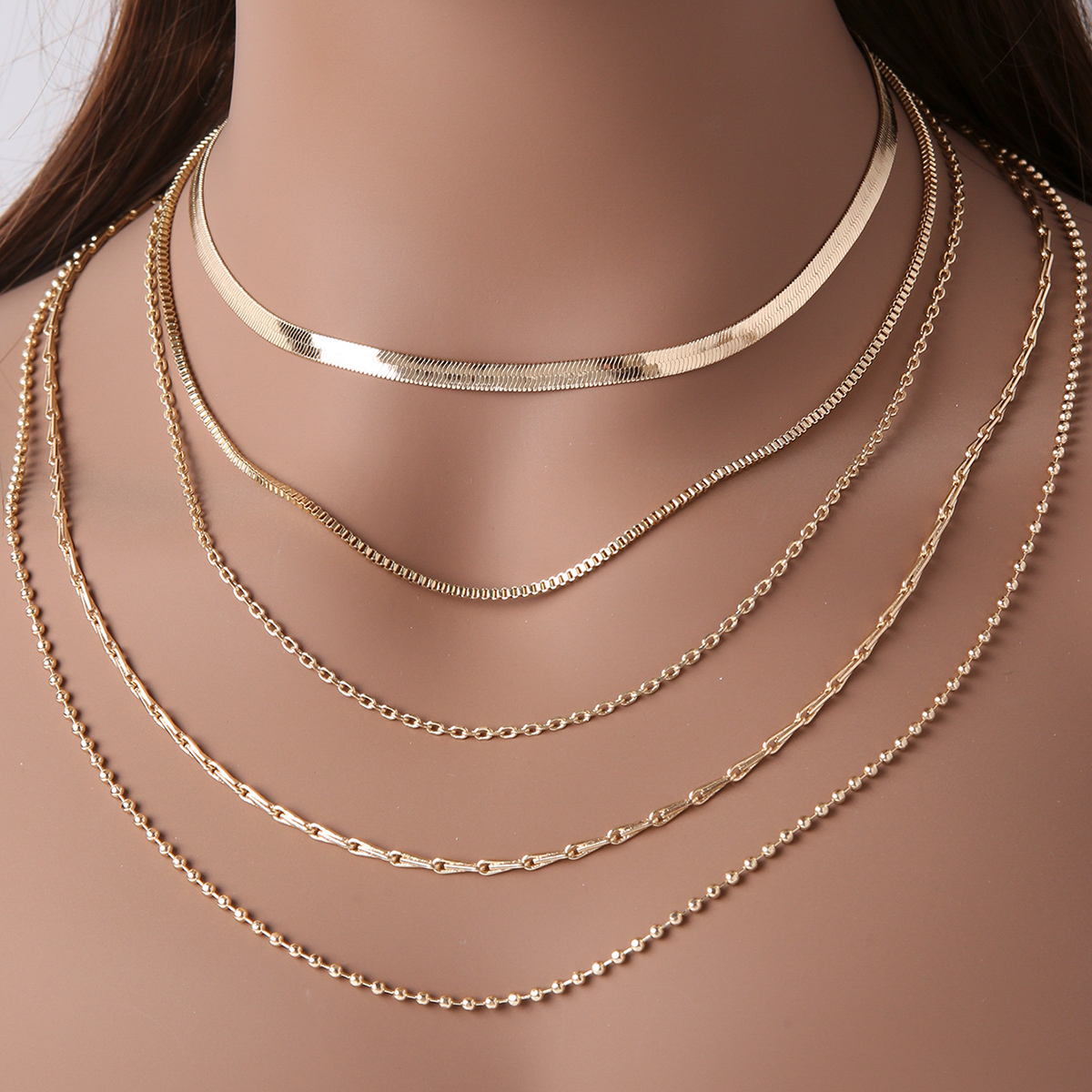 Vintage Style Geometric Alloy Layered Womenu0027S Necklace 1 Piece