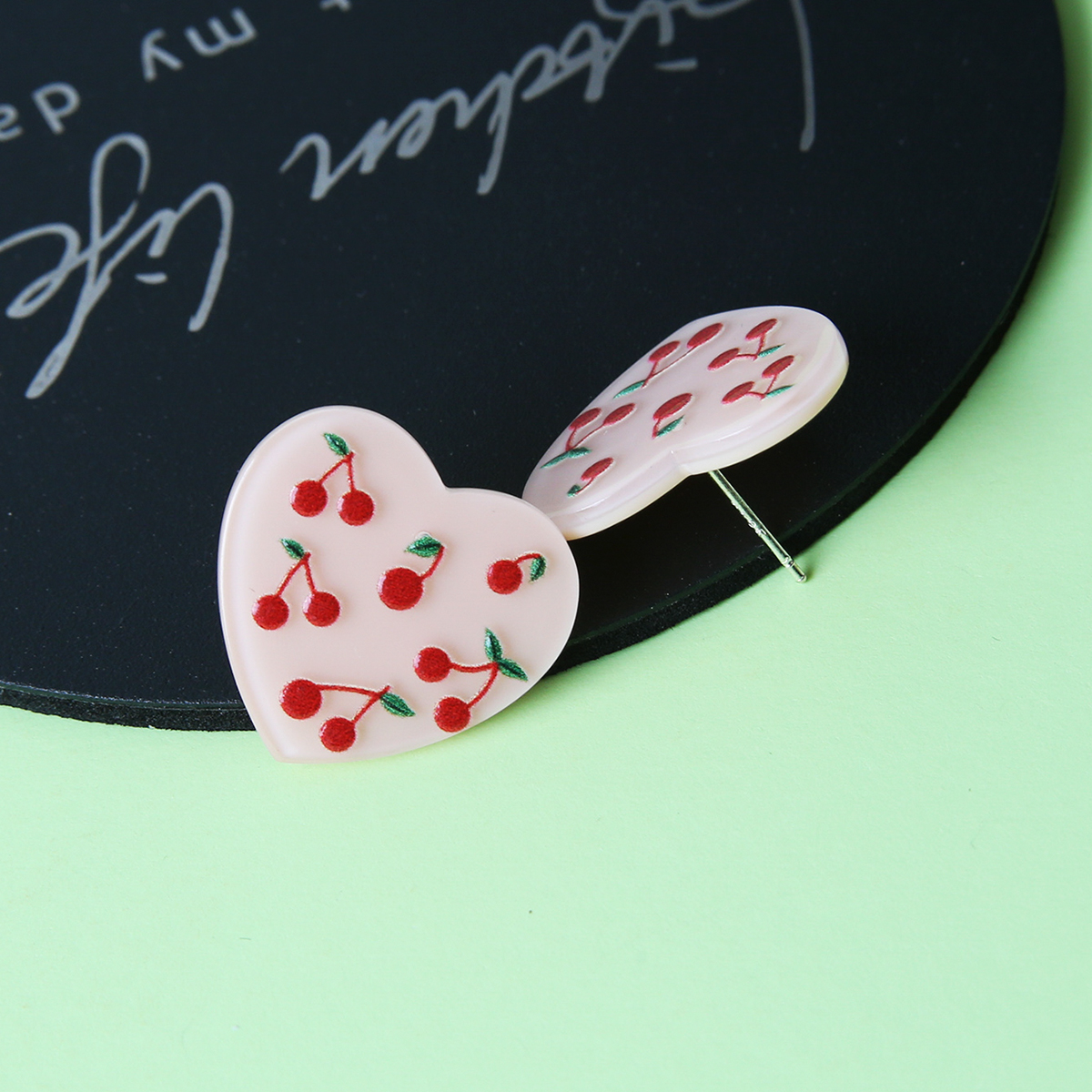 Fashion Cherry Heart Shape Arylic Womenu0027S Ear Studs 1 Pair