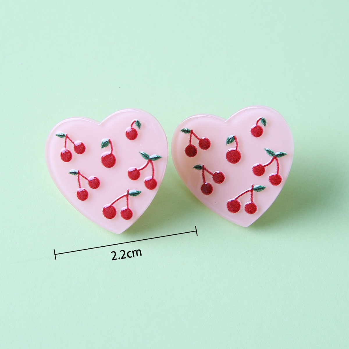 Fashion Cherry Heart Shape Arylic Womenu0027S Ear Studs 1 Pair