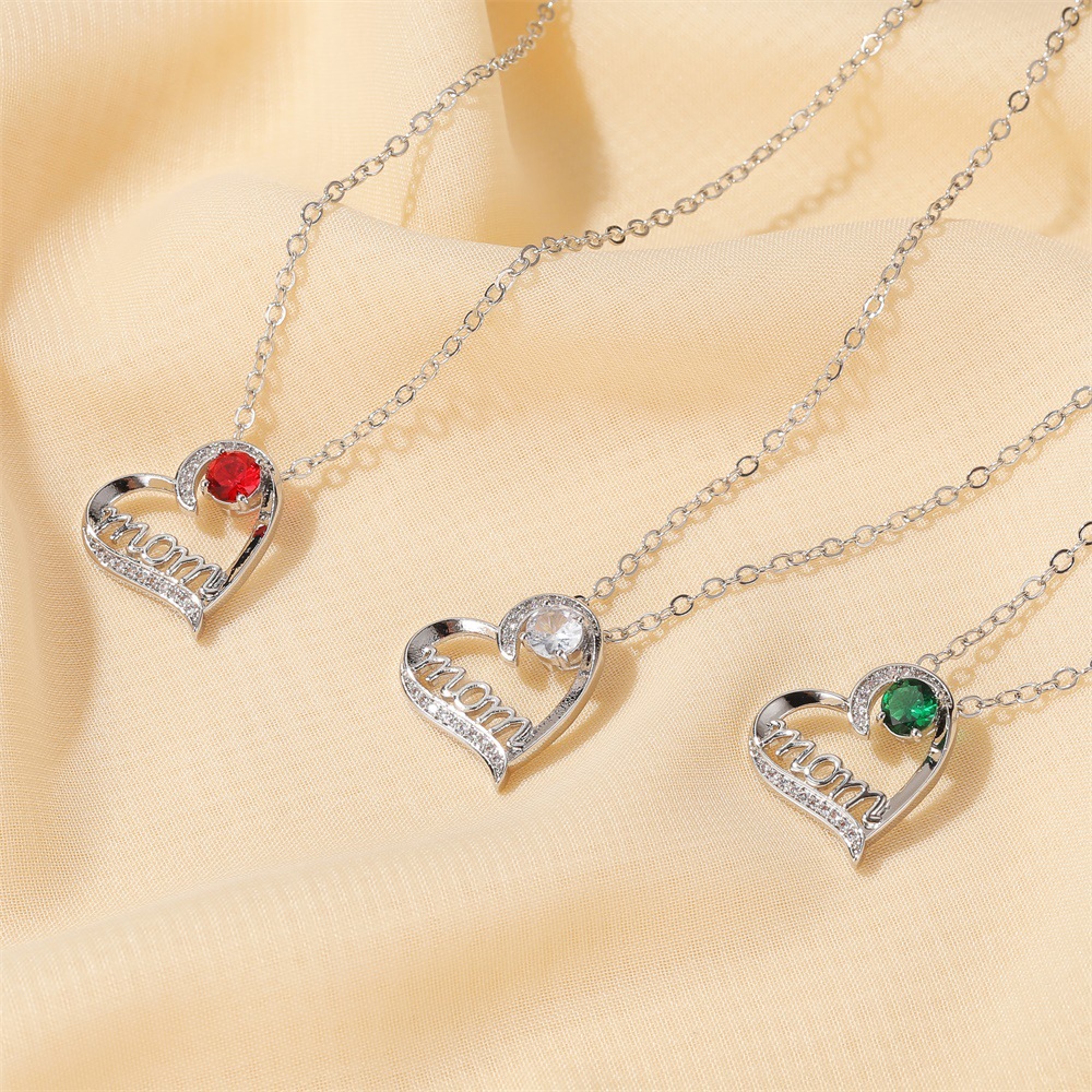 Fashion Letter Heart Shape Copper Inlaid Zircon Necklace 1 Piece