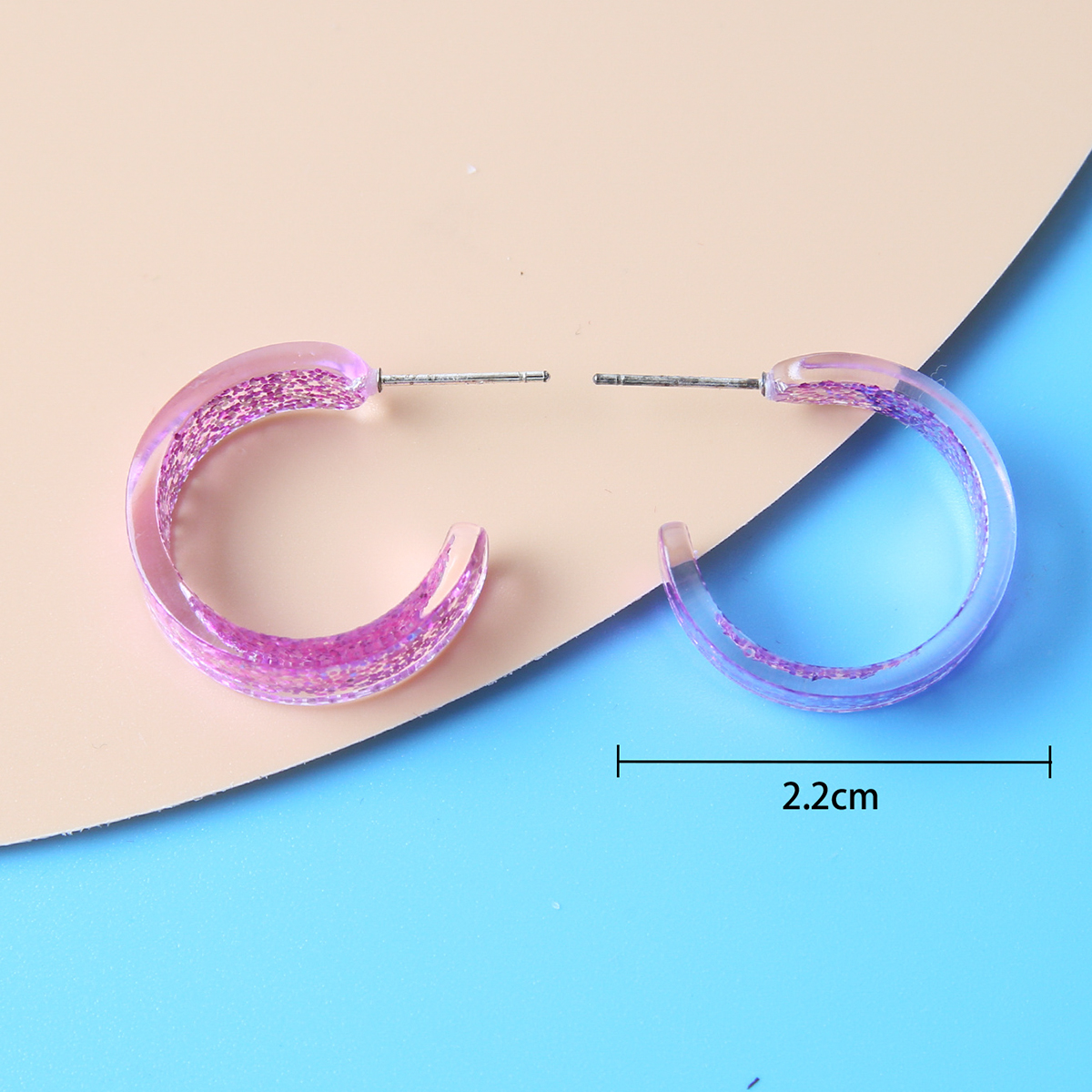 1 Pair Fashion C Shape Resin Sequins Womenu0027S Ear Studs