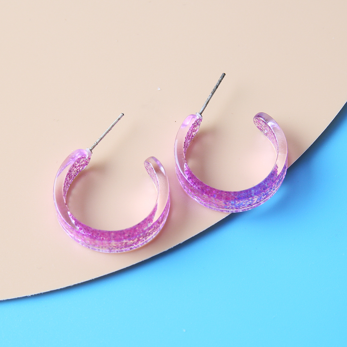 1 Pair Fashion C Shape Resin Sequins Womenu0027S Ear Studs