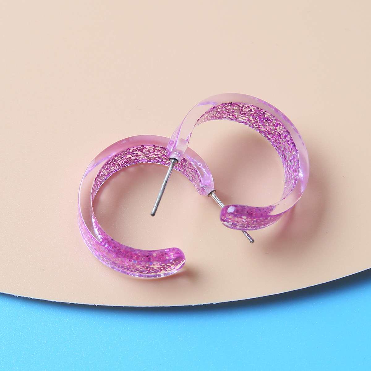 1 Pair Fashion C Shape Resin Sequins Womenu0027S Ear Studs