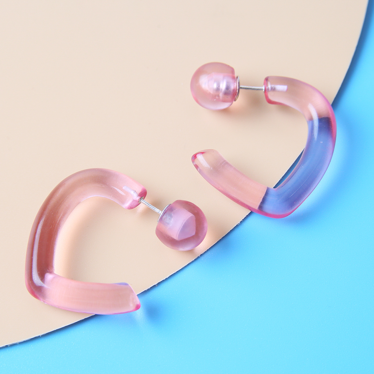 1 Pair Simple Style Solid Color Resin Transparent Womenu0027S Ear Studs