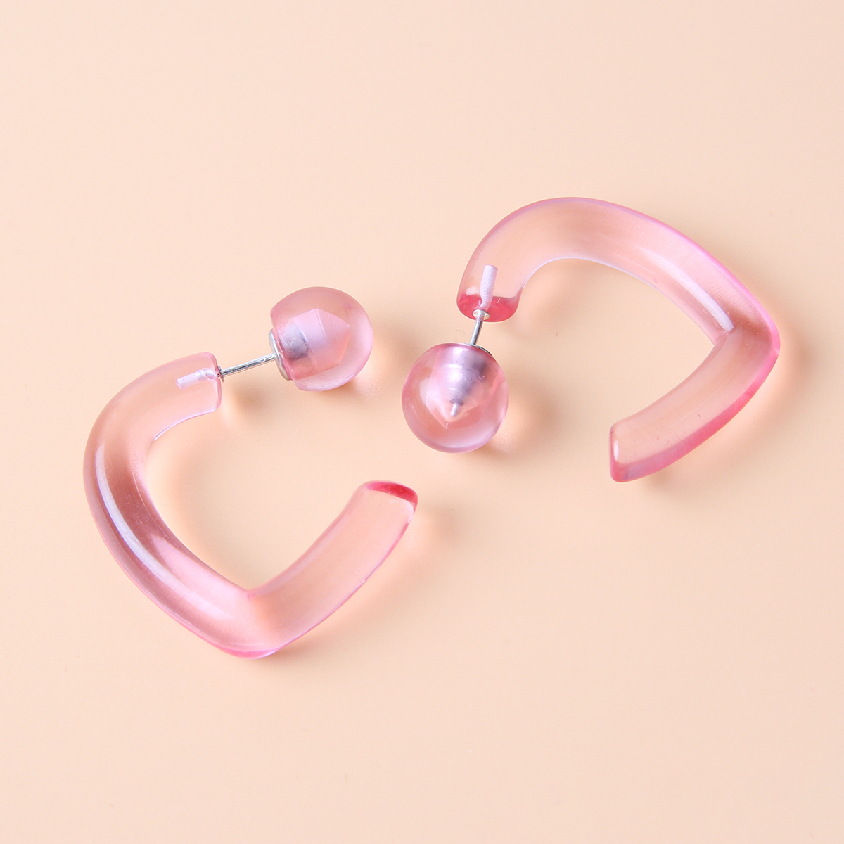 1 Pair Simple Style Solid Color Resin Transparent Womenu0027S Ear Studs