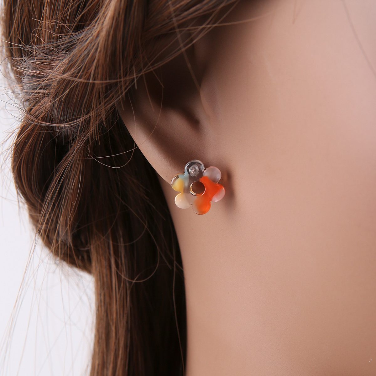 1 Pair Sweet Flower Resin Womenu0027S Ear Studs