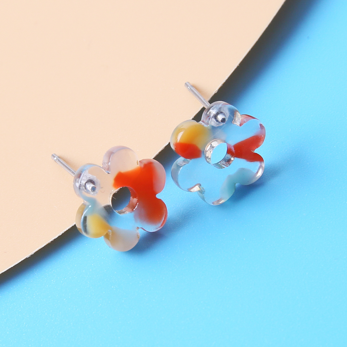 1 Pair Sweet Flower Resin Womenu0027S Ear Studs