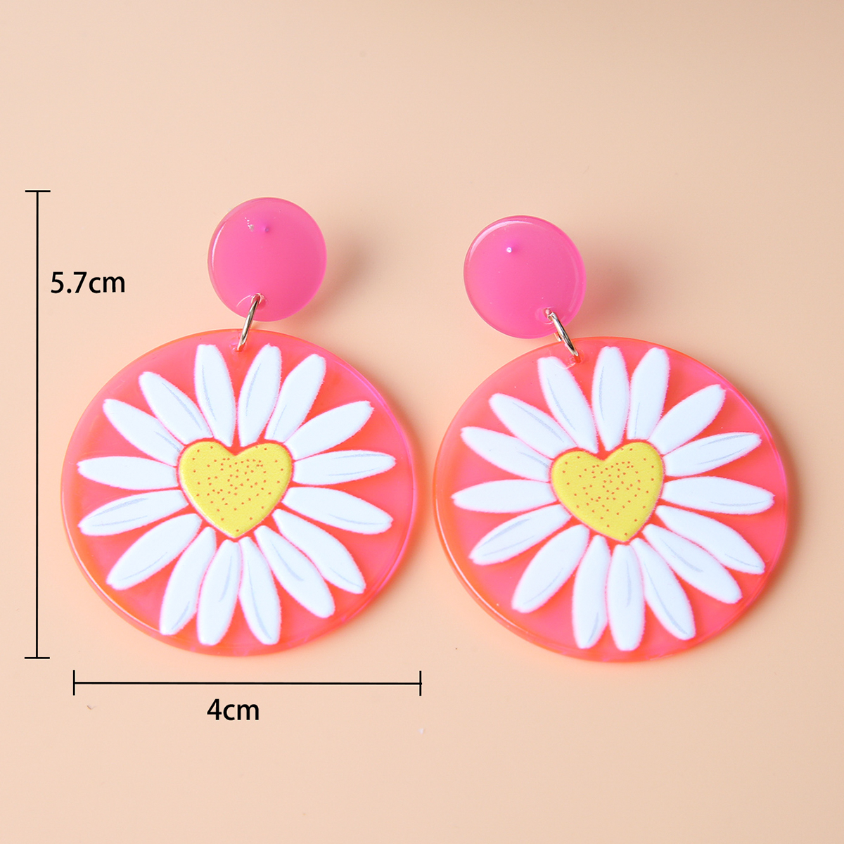 1 Pair Sweet Heart Shape Flower Arylic Womenu0027S Drop Earrings