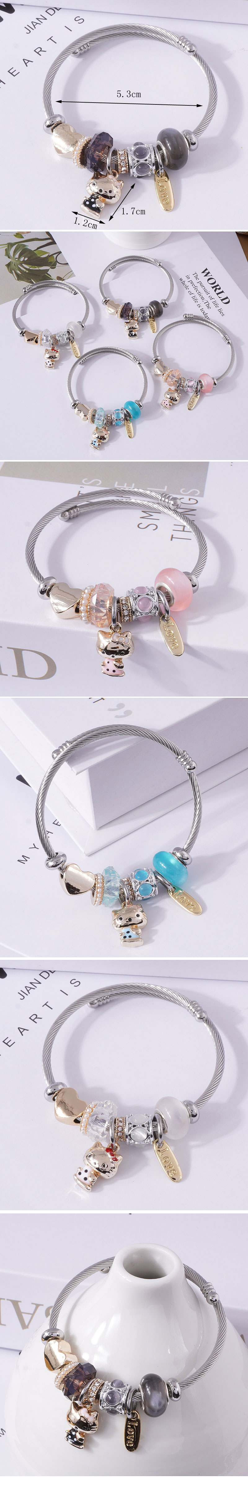 Cute Heart Shape Cat Alloy Steel Womenu0027S Bangle 1 Piece