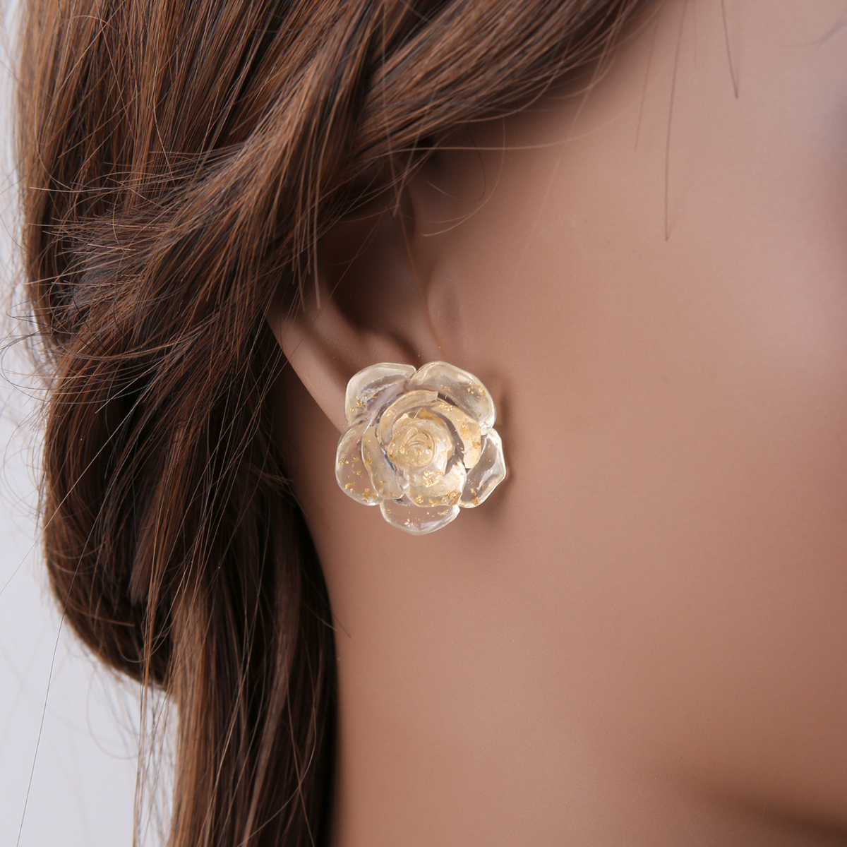 1 Pair Fashion Flower Resin Womenu0027S Ear Studs