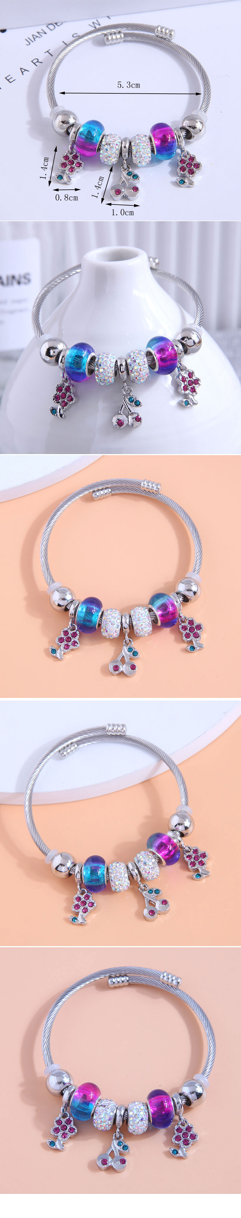 Sweet Cherry Flower Alloy Steel Womenu0027S Bangle 1 Piece