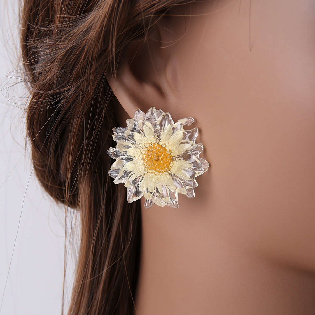 1 Pair Fashion Flower Resin Womenu0027S Ear Studs