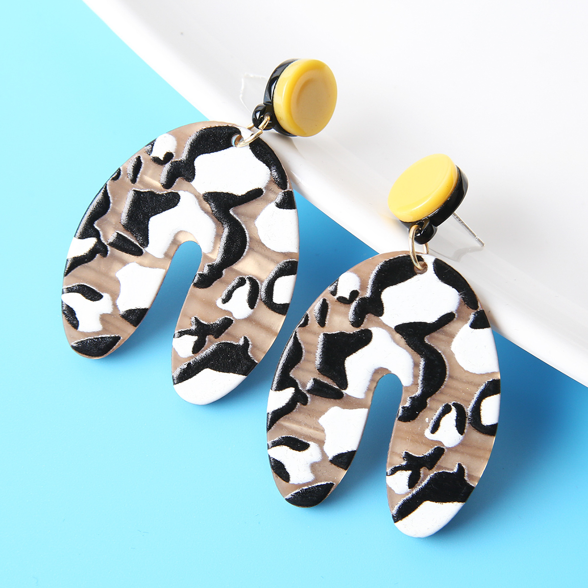 1 Pair Fashion U Shape Leopard Arylic Printing Womenu0027S Drop Earrings