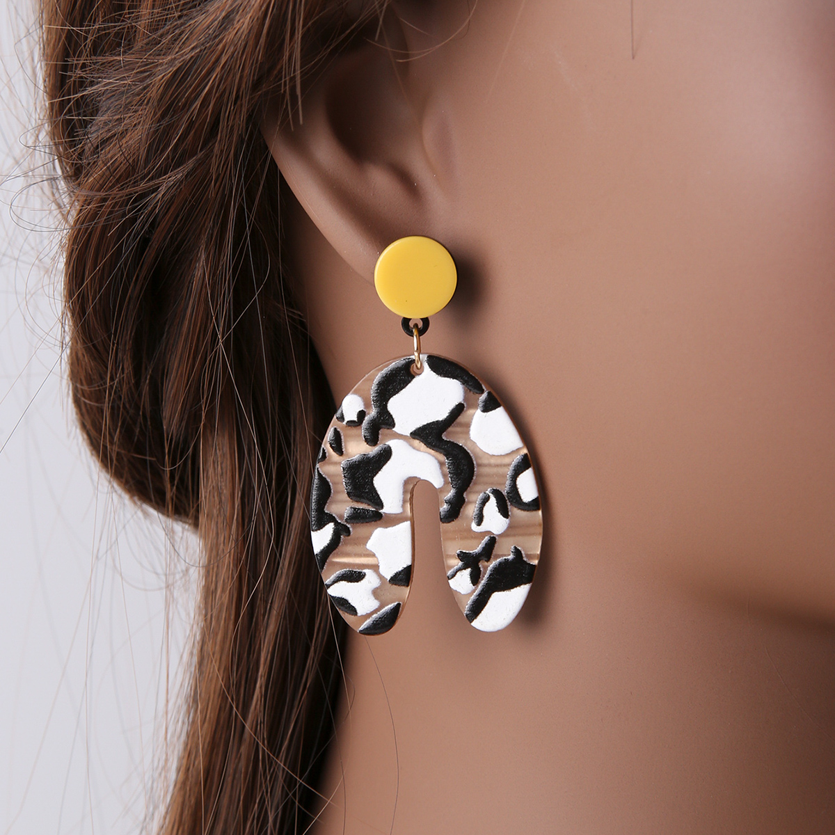 1 Pair Fashion U Shape Leopard Arylic Printing Womenu0027S Drop Earrings