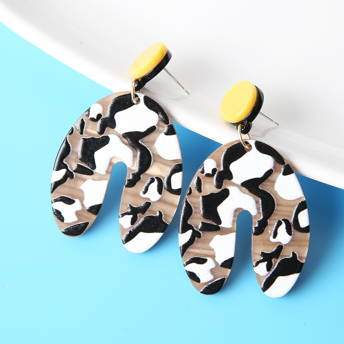 1 Pair Fashion U Shape Leopard Arylic Printing Womenu0027S Drop Earrings