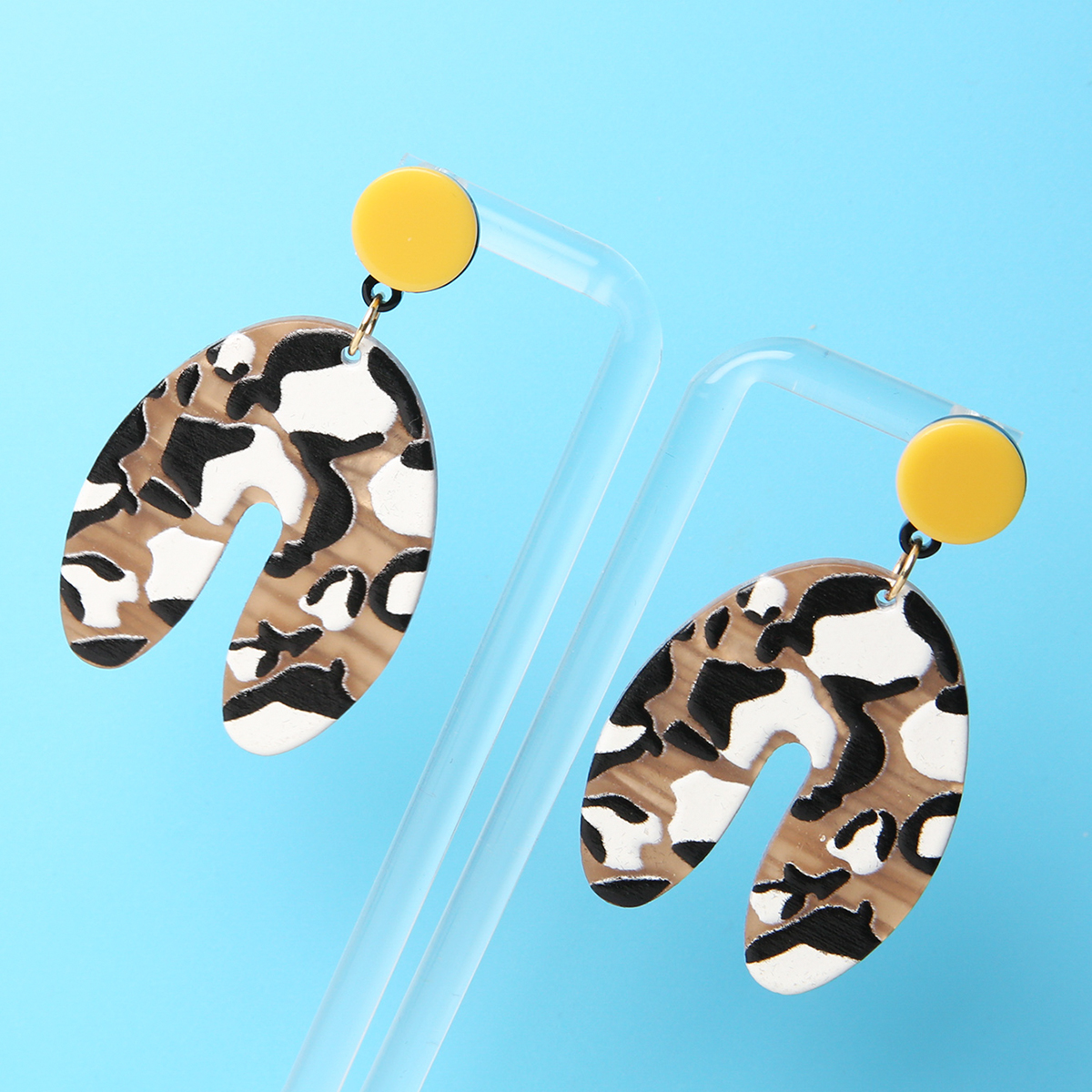 1 Pair Fashion U Shape Leopard Arylic Printing Womenu0027S Drop Earrings