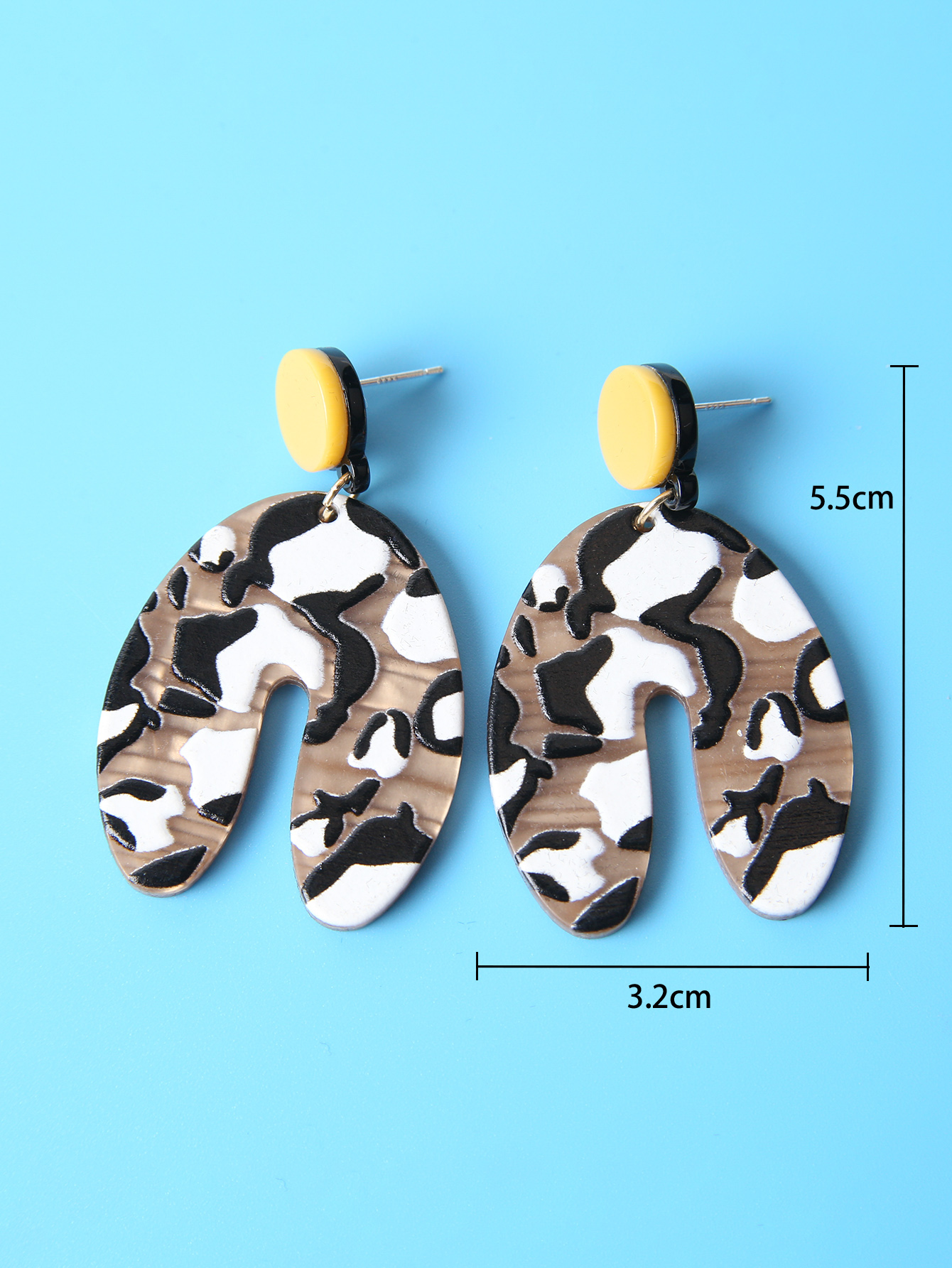 1 Pair Fashion U Shape Leopard Arylic Printing Womenu0027S Drop Earrings