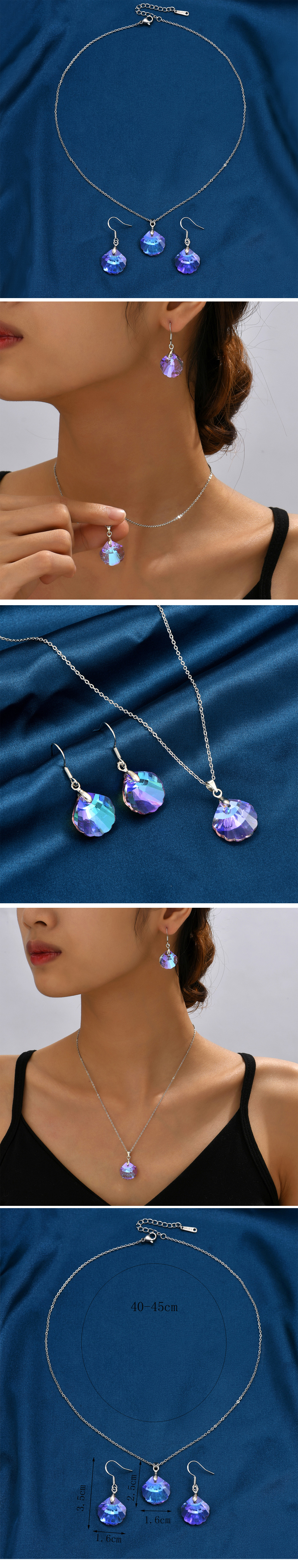 Fashion Shell Alloy Glass Womenu0027S Earrings Necklace 1 Set