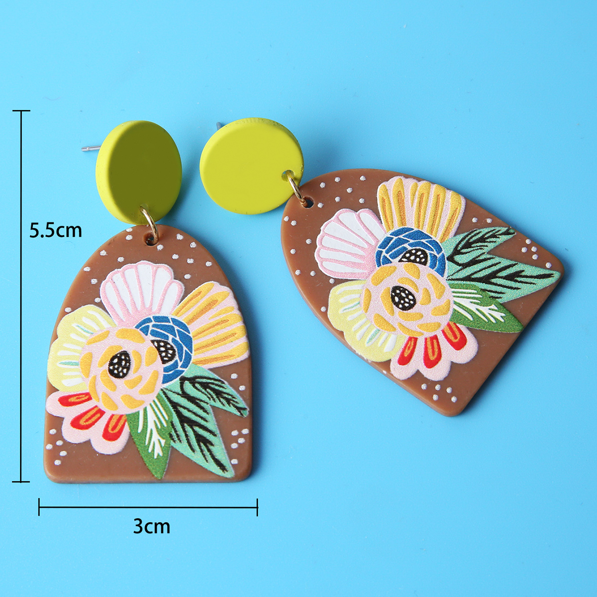 1 Pair Fashion Flower Arylic Printing Womenu0027S Drop Earrings