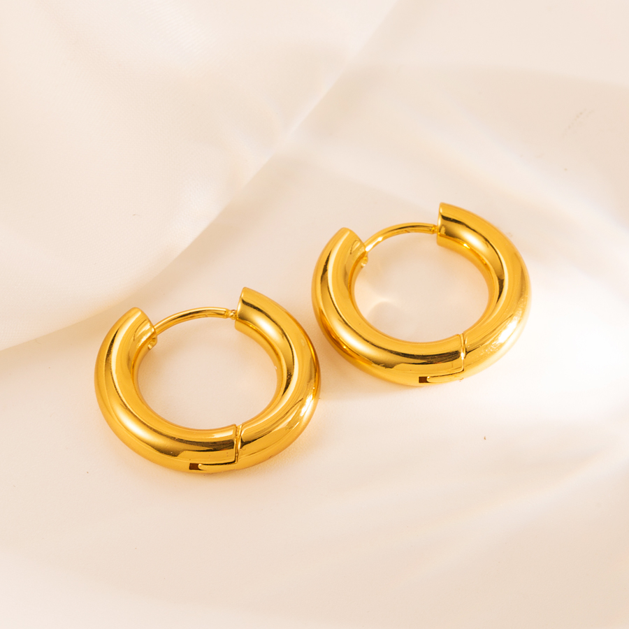 Simple Style Eye Solid Color Stainless Steel Gold Plated Earrings 1 Set