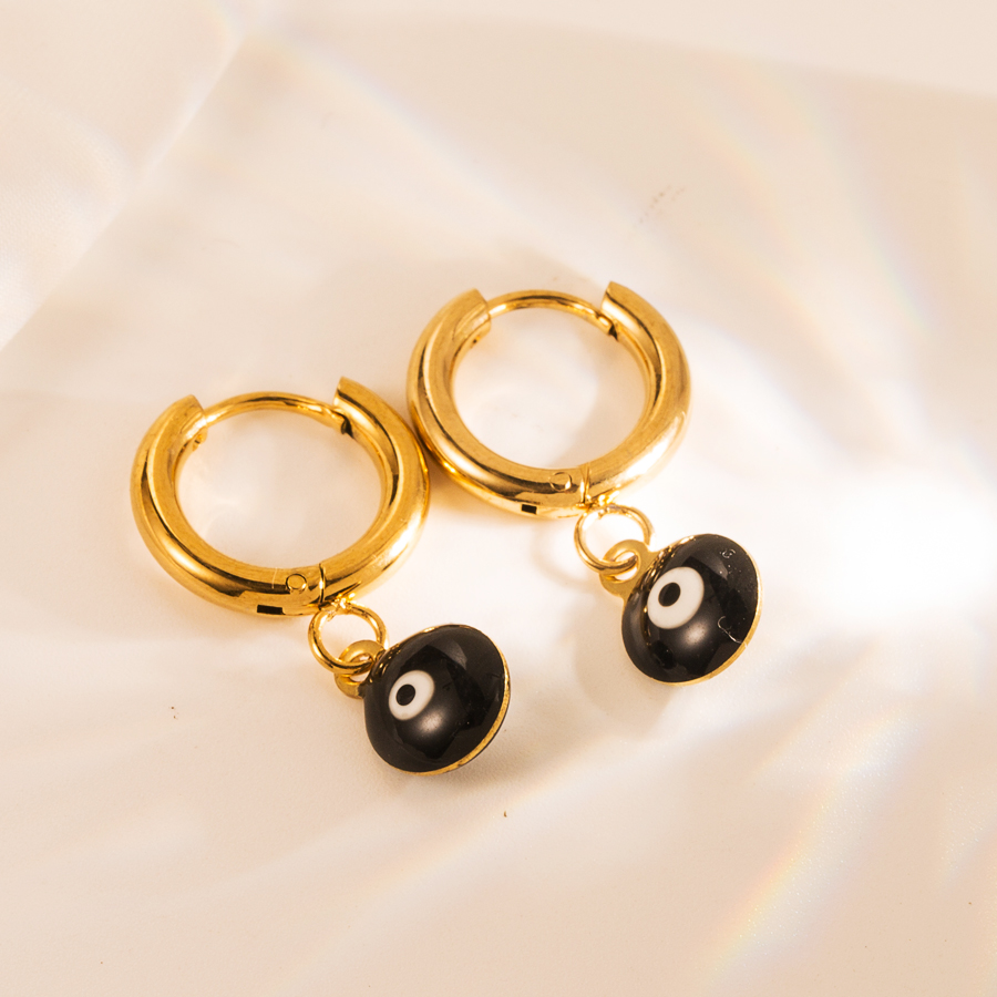 Simple Style Eye Solid Color Stainless Steel Gold Plated Earrings 1 Set