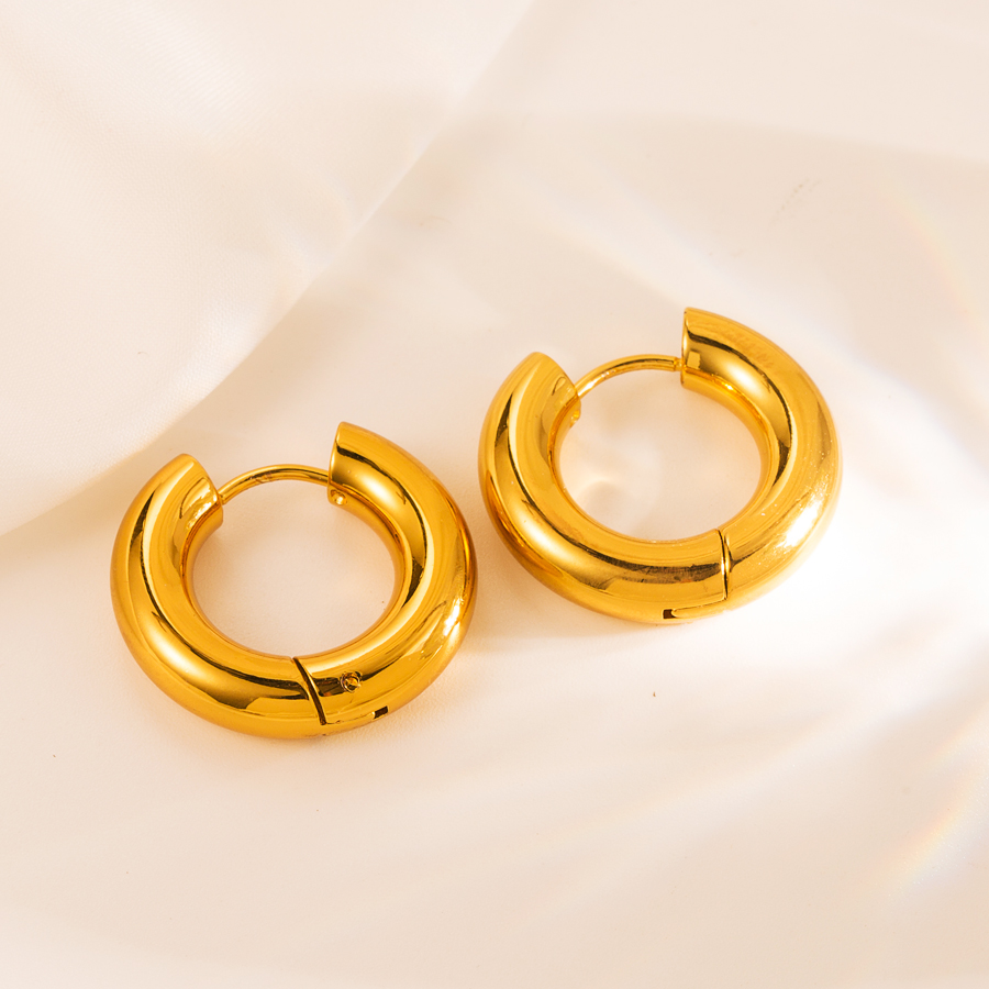 Simple Style Eye Solid Color Stainless Steel Gold Plated Earrings 1 Set