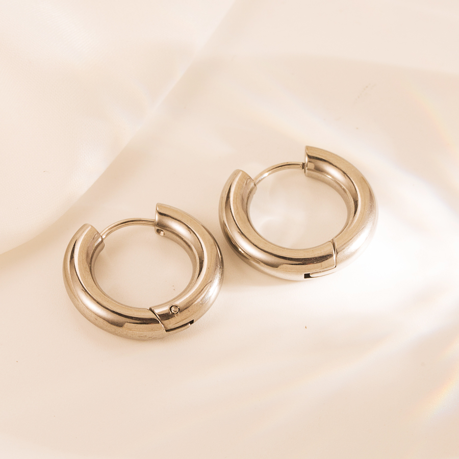 Simple Style Eye Solid Color Stainless Steel Gold Plated Earrings 1 Set