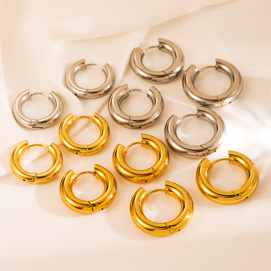 Simple Style Eye Solid Color Stainless Steel Gold Plated Earrings 1 Set