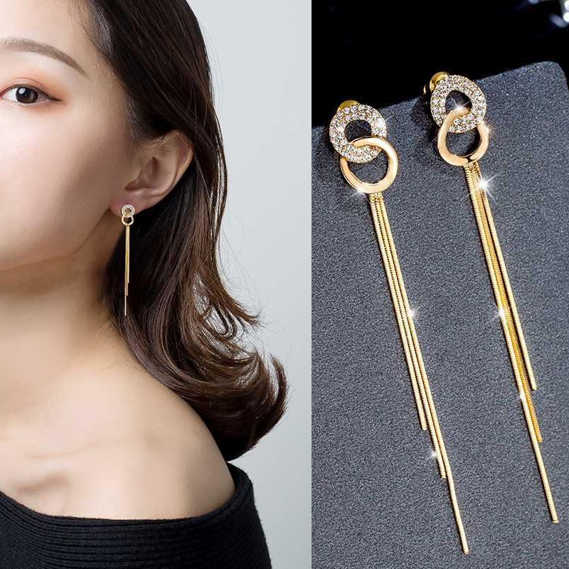 Fashion Tassel Alloy Inlay Rhinestones Womenu0027S Drop Earrings 1 Pair