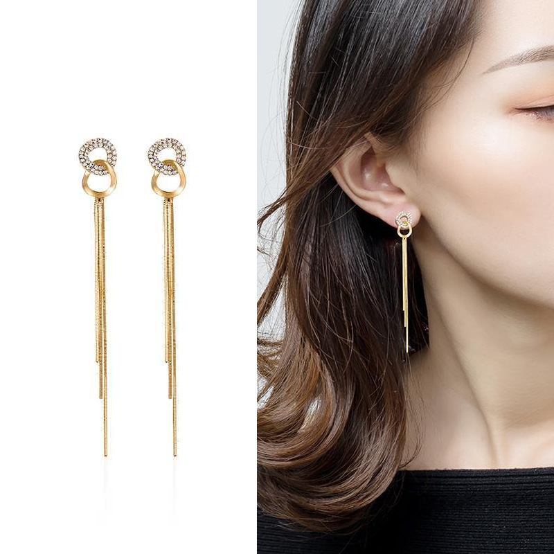 Fashion Tassel Alloy Inlay Rhinestones Womenu0027S Drop Earrings 1 Pair