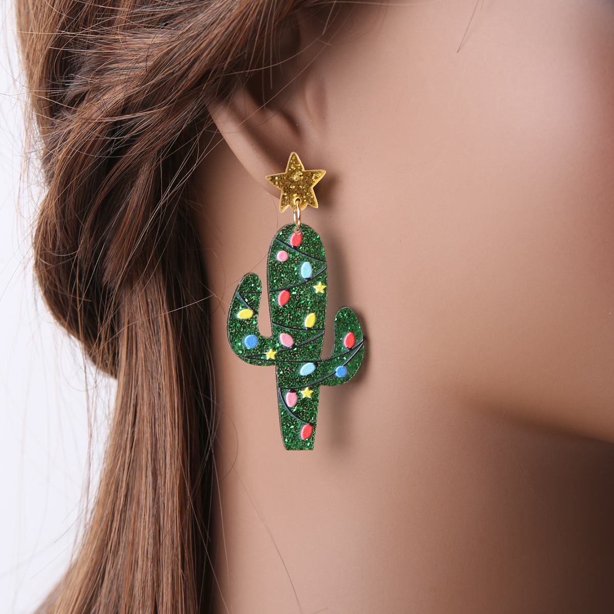 1 Pair Fashion Cactus Arylic Womenu0027S Drop Earrings