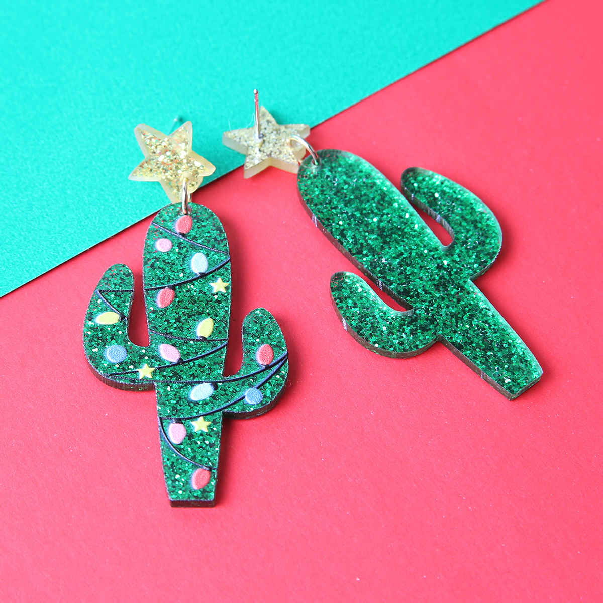 1 Pair Fashion Cactus Arylic Womenu0027S Drop Earrings