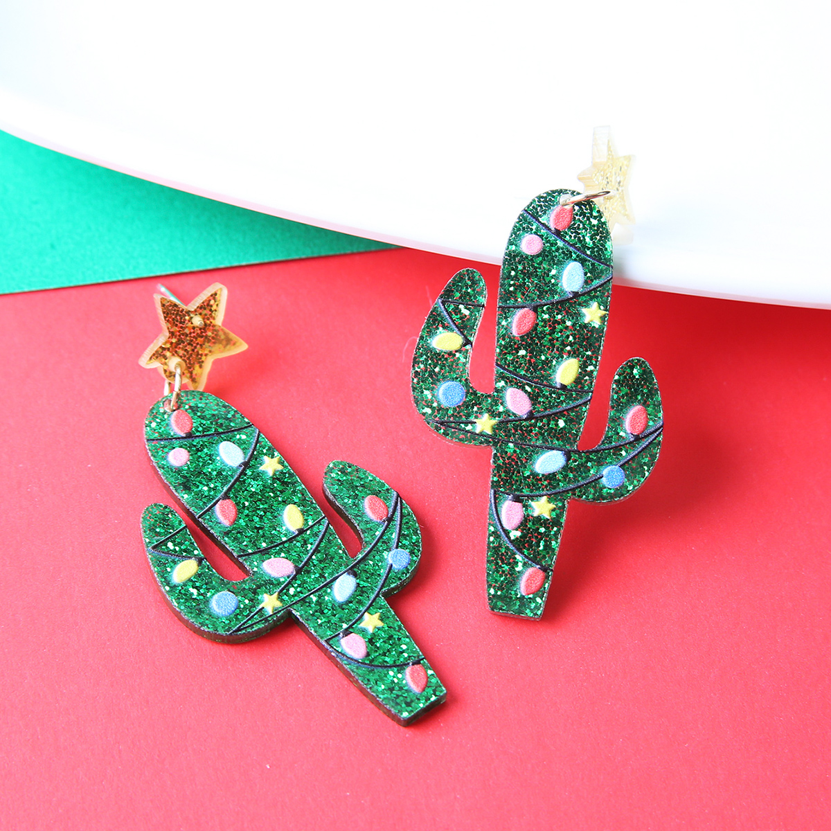 1 Pair Fashion Cactus Arylic Womenu0027S Drop Earrings