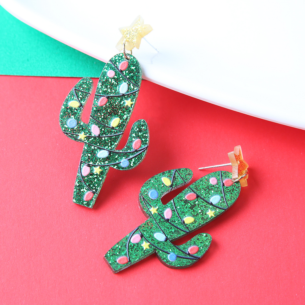 1 Pair Fashion Cactus Arylic Womenu0027S Drop Earrings