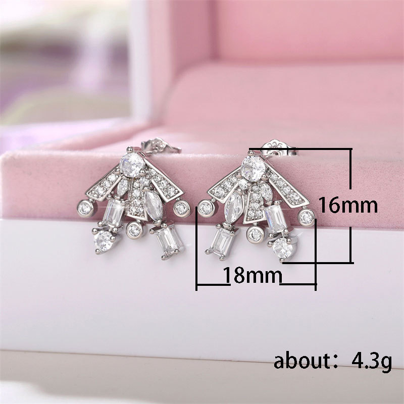 Fashion Fireworks Copper Plating Inlay Artificial Diamond Zircon Ear Studs 1 Pair