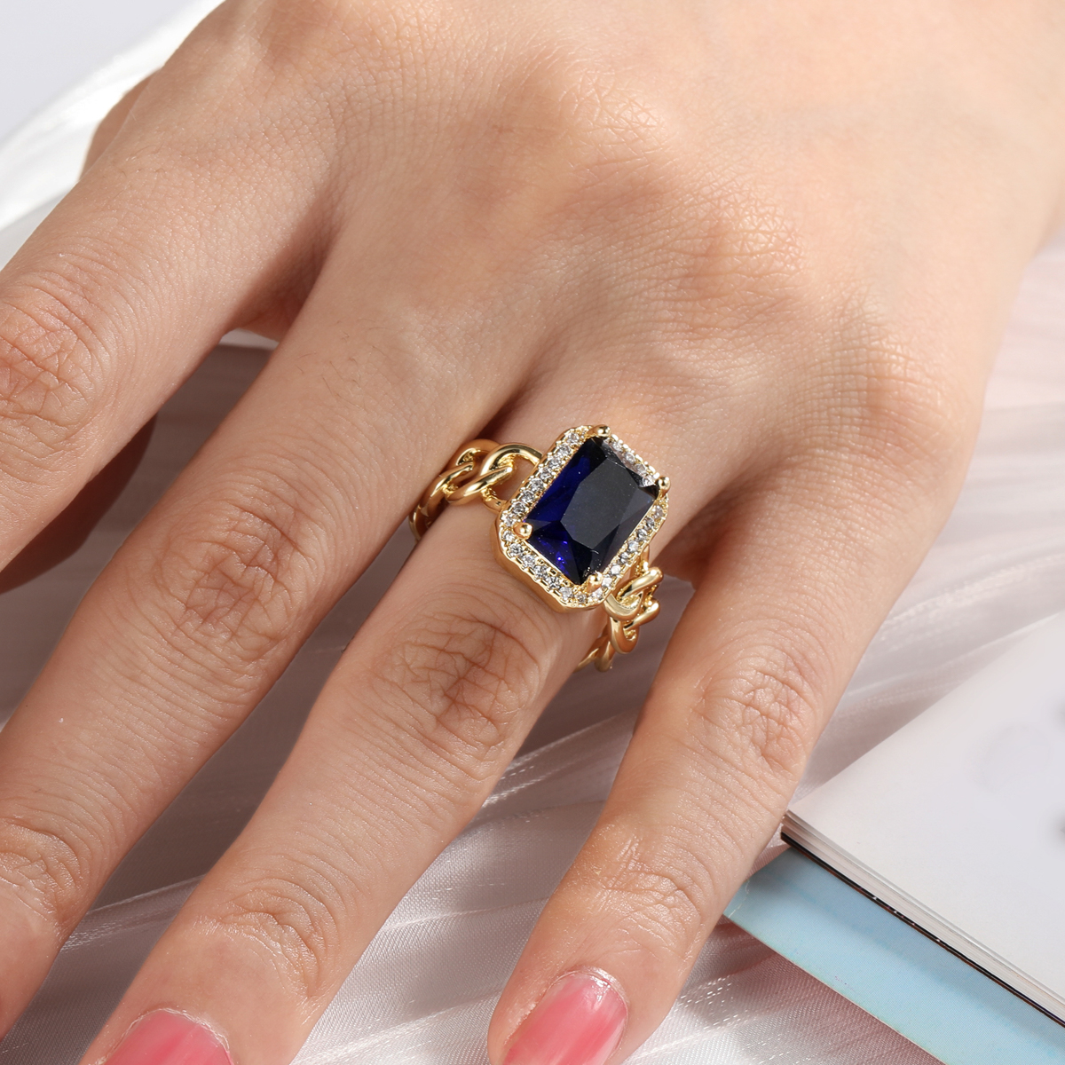 Fashion Geometric Copper Plating Zircon Open Ring 1 Piece