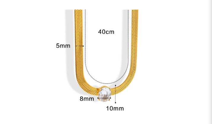Retro Geometric Oval Stainless Steel Inlaid Zircon Necklace 1 Piece
