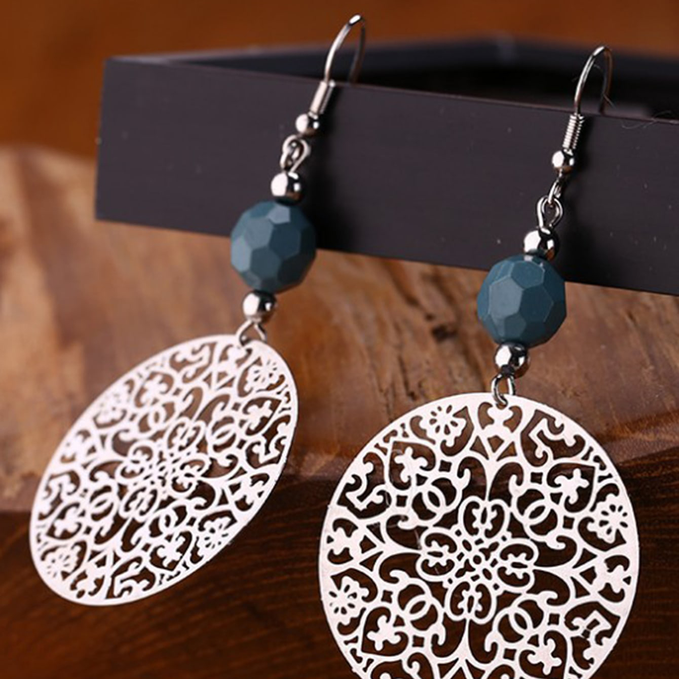 Fashion Round Iron Hollow Out Womenu0027S Drop Earrings 1 Pair