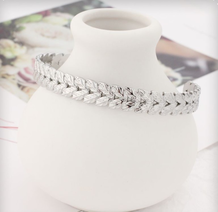 Fashion Leaf Stainless Steel Bangle 1 Piece