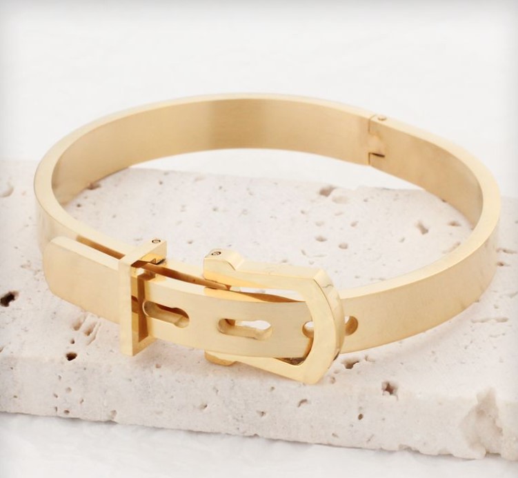 Fashion Belt Buckle Solid Color Titanium Steel Plating Bangle