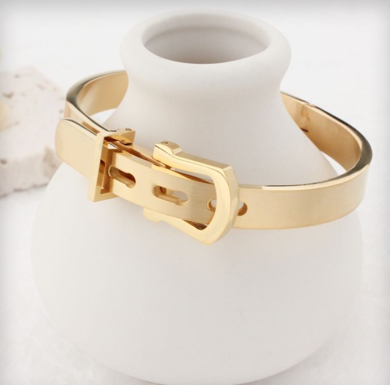 Fashion Belt Buckle Solid Color Titanium Steel Plating Bangle