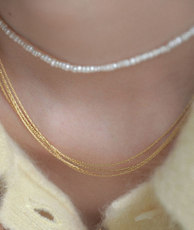 Fashion Solid Color Titanium Steel Gold Plated Layered Necklaces 1 Piece