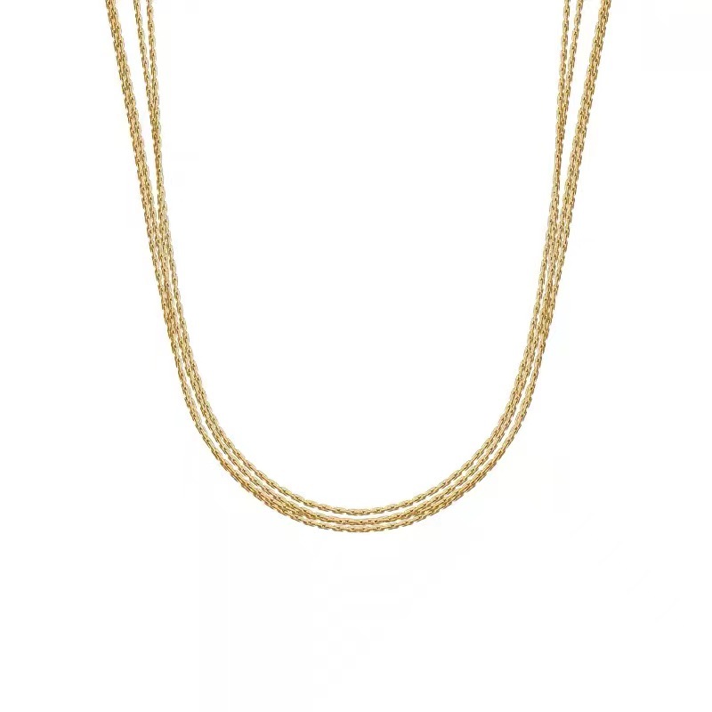 Fashion Solid Color Titanium Steel Gold Plated Layered Necklaces 1 Piece