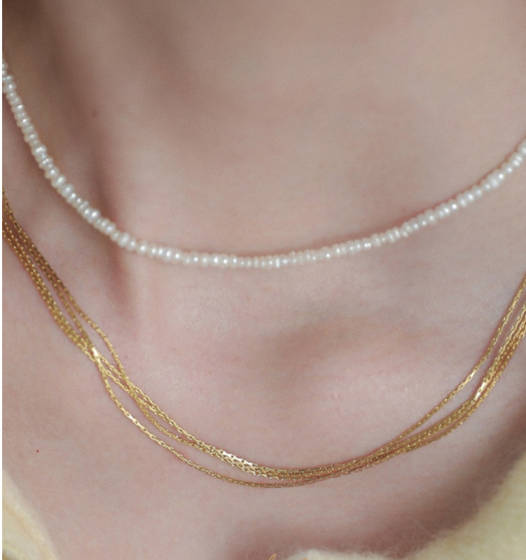 Fashion Solid Color Titanium Steel Gold Plated Layered Necklaces 1 Piece