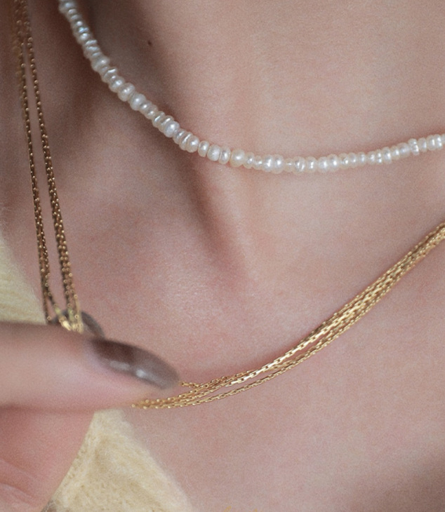 Fashion Solid Color Titanium Steel Gold Plated Layered Necklaces 1 Piece
